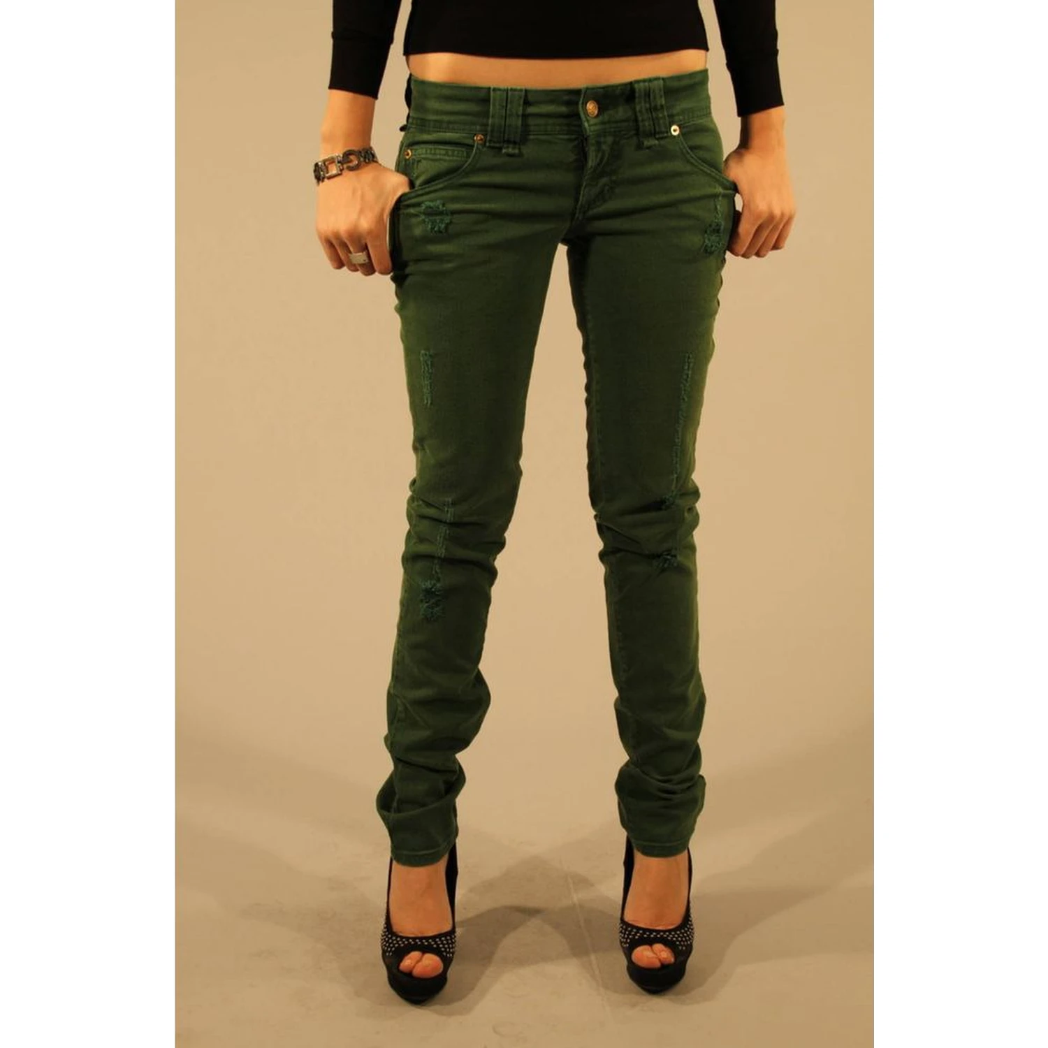 Green Cotton Jeans Denim