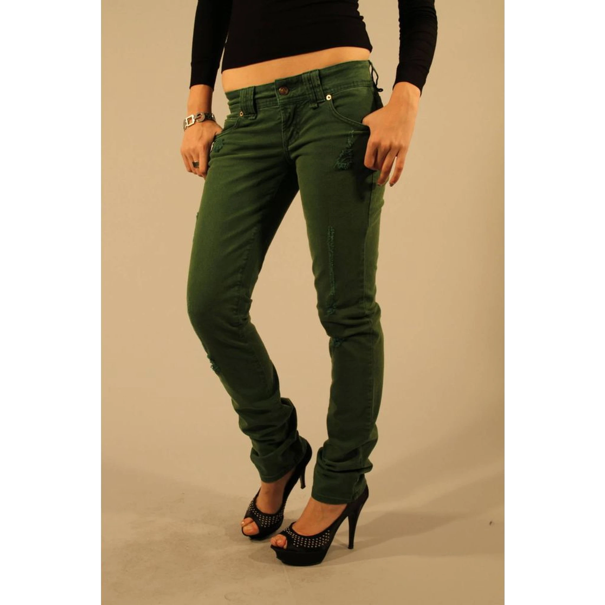 Green Cotton Jeans Denim
