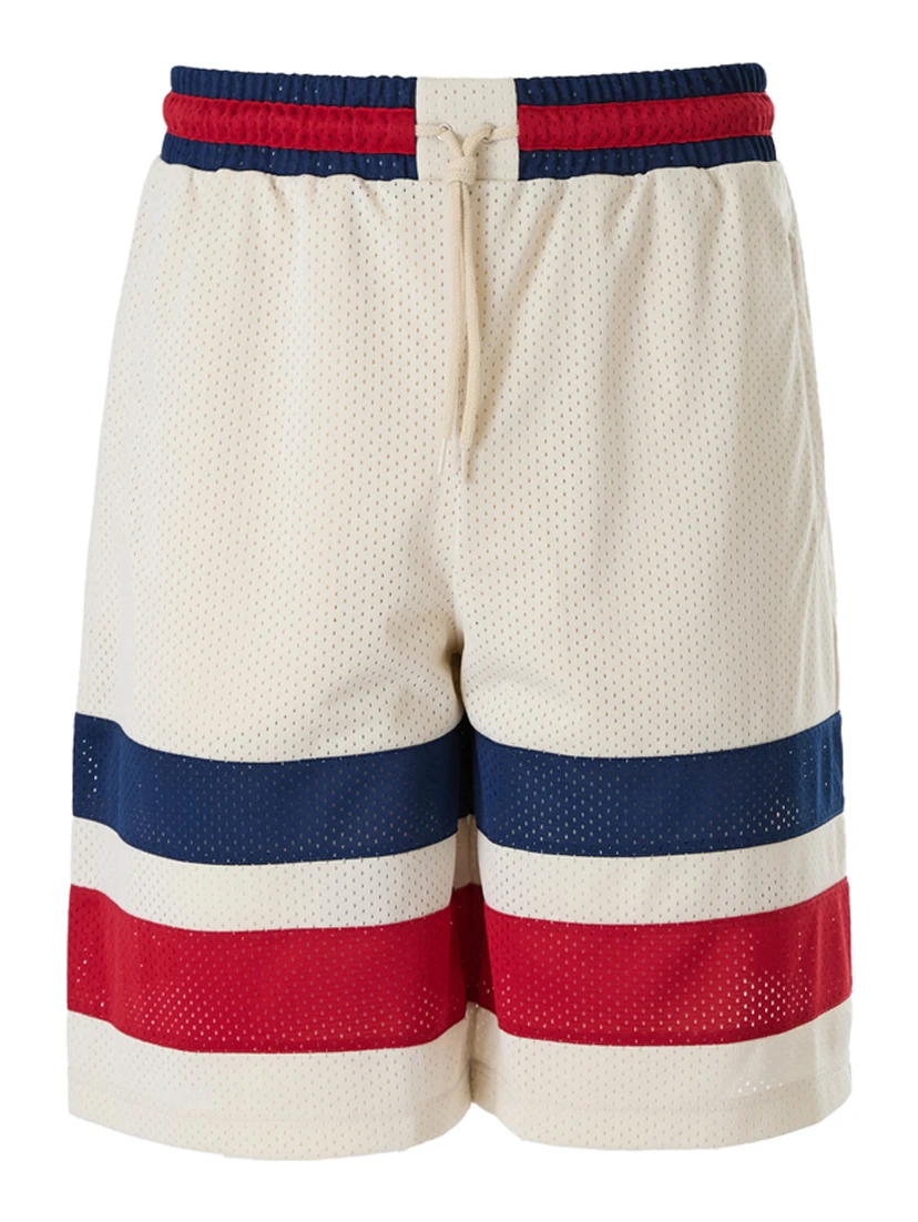 Cream polyester Logo Shorts