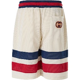 Cream polyester Logo Shorts