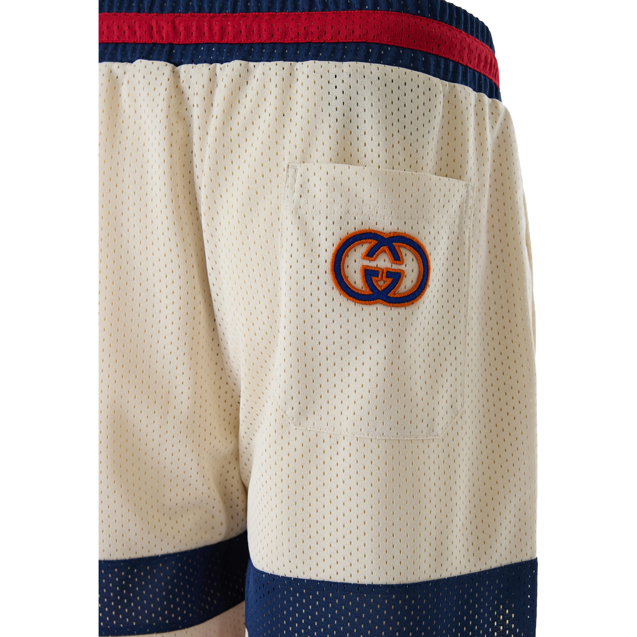 Cream polyester Logo Shorts