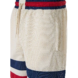 Cream polyester Logo Shorts