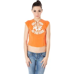 Orange Cotton Women T-Shirt