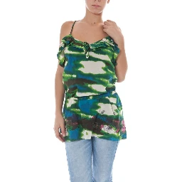 Green Cotton Women Top