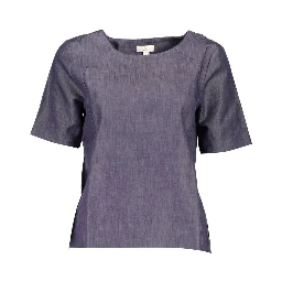 Blue Cotton Women T-Shirt