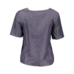 Blue Cotton Women T-Shirt