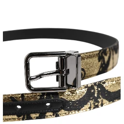Multicolor Jacquard Leather Metal Buckle Belt