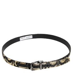 Multicolor Jacquard Leather Metal Buckle Belt