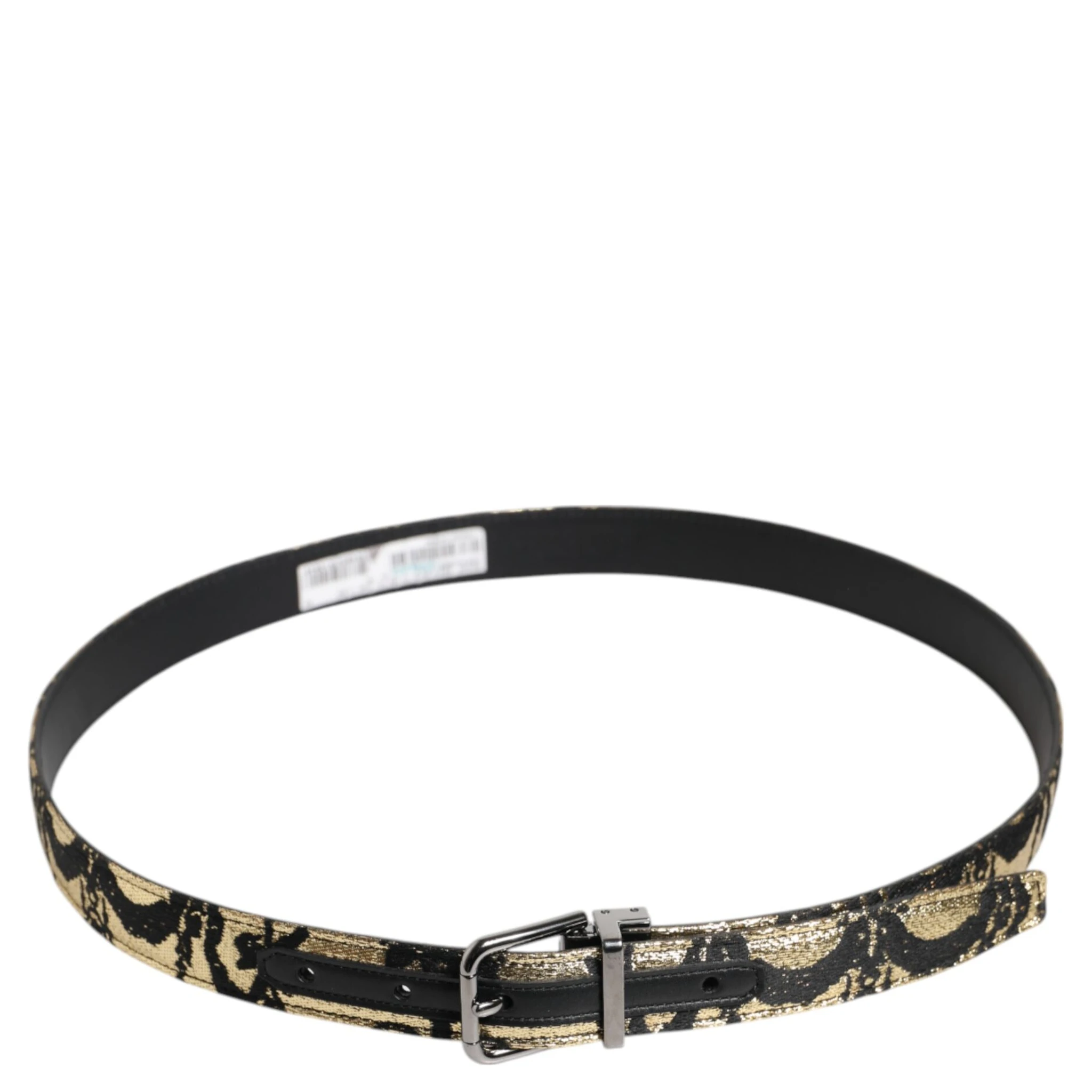 Multicolor Jacquard Leather Metal Buckle Belt