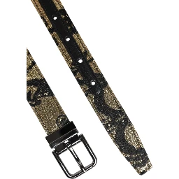 Multicolor Jacquard Leather Metal Buckle Belt