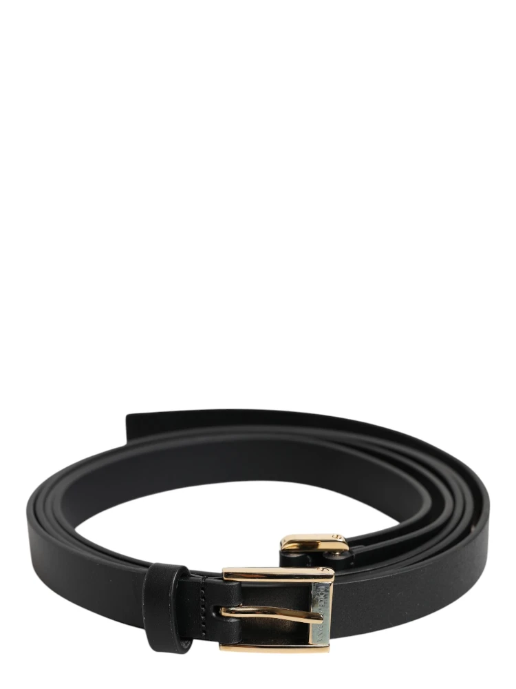 Black Classic Gold Metal Logo Buckle Belt