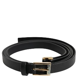 Black Classic Gold Metal Logo Buckle Belt
