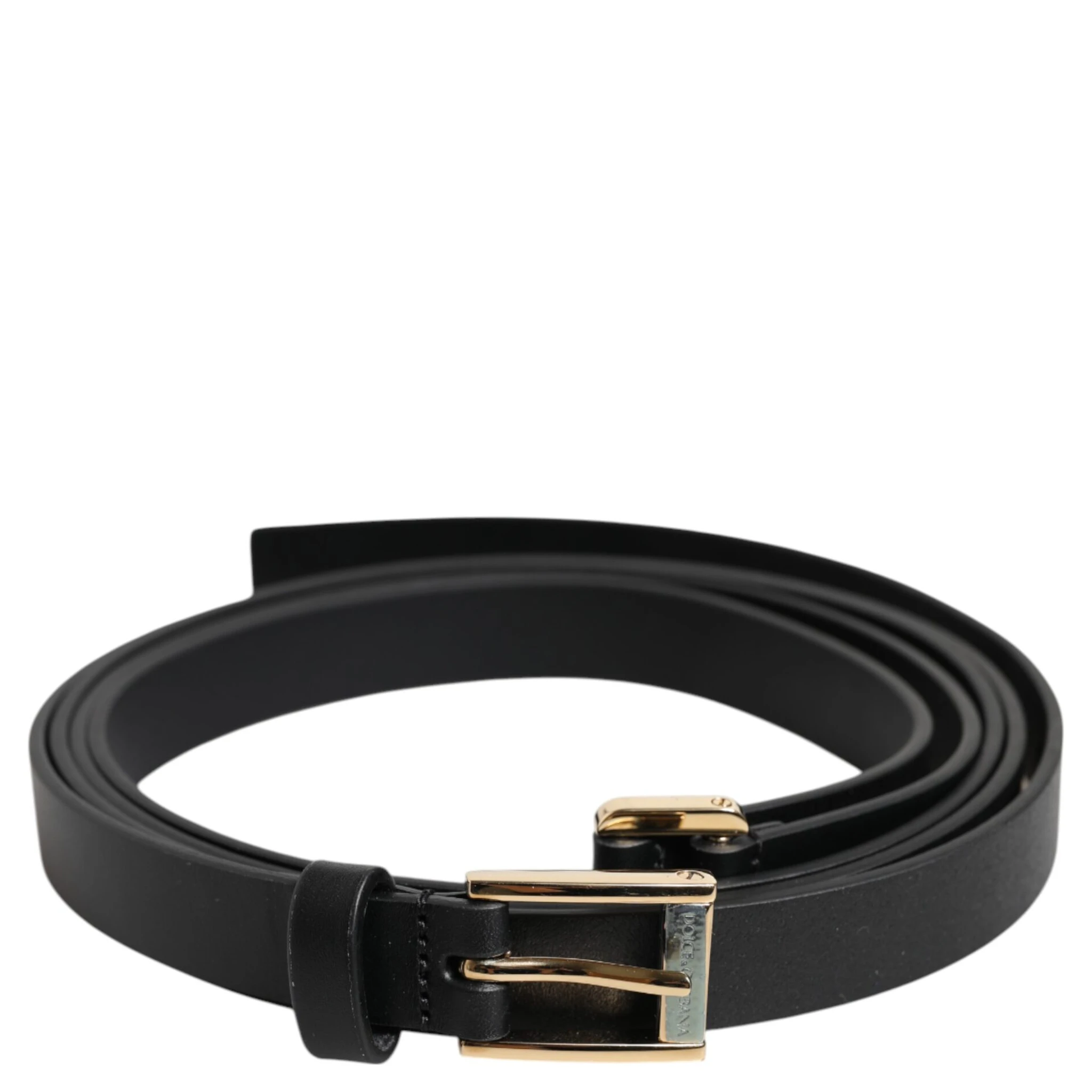 Black Classic Gold Metal Logo Buckle Belt