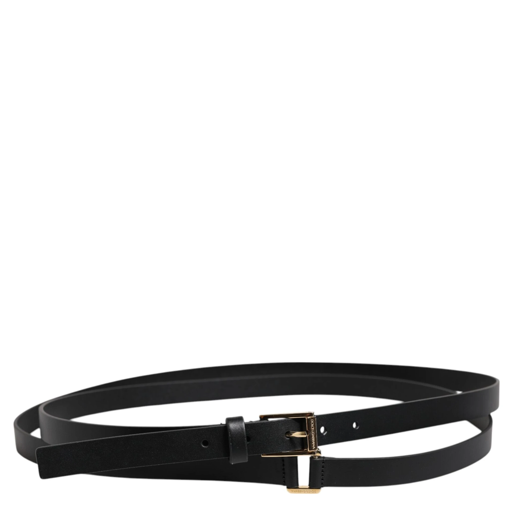 Black Classic Gold Metal Logo Buckle Belt