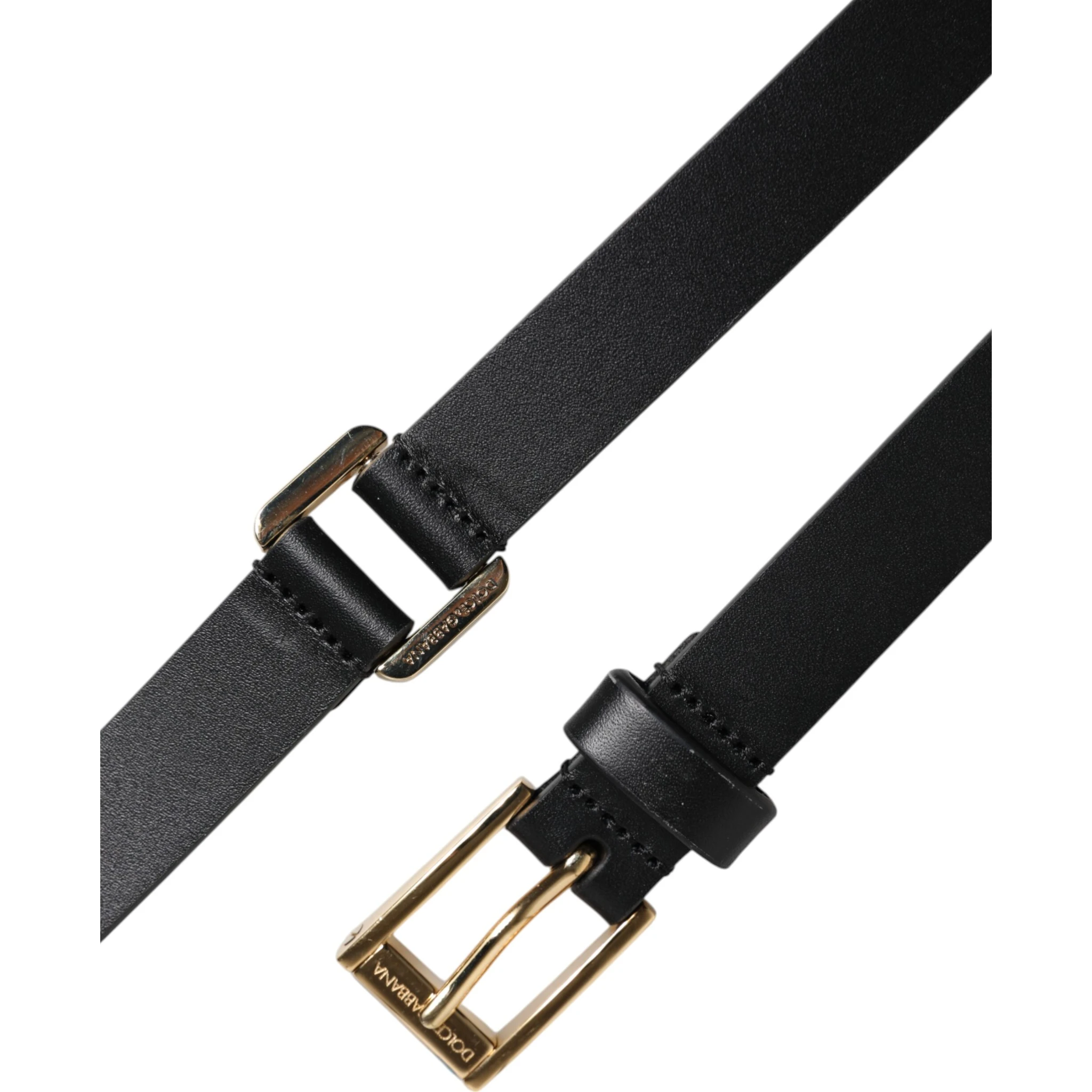 Black Classic Gold Metal Logo Buckle Belt