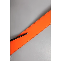 Orange Gold Tone Metal Logo Buckle Belt