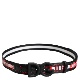 Black Polyester Logo Print DG Buckle Belt