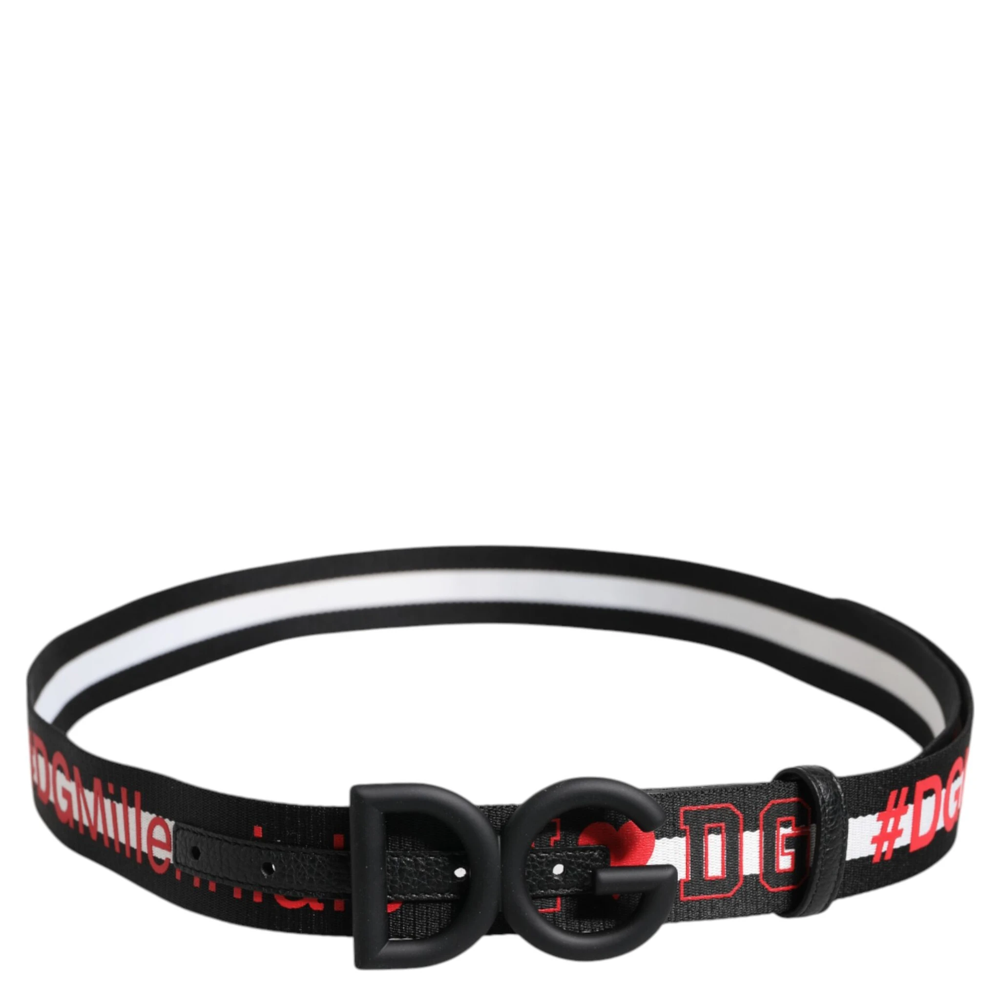 Black Polyester Logo Print DG Buckle Belt