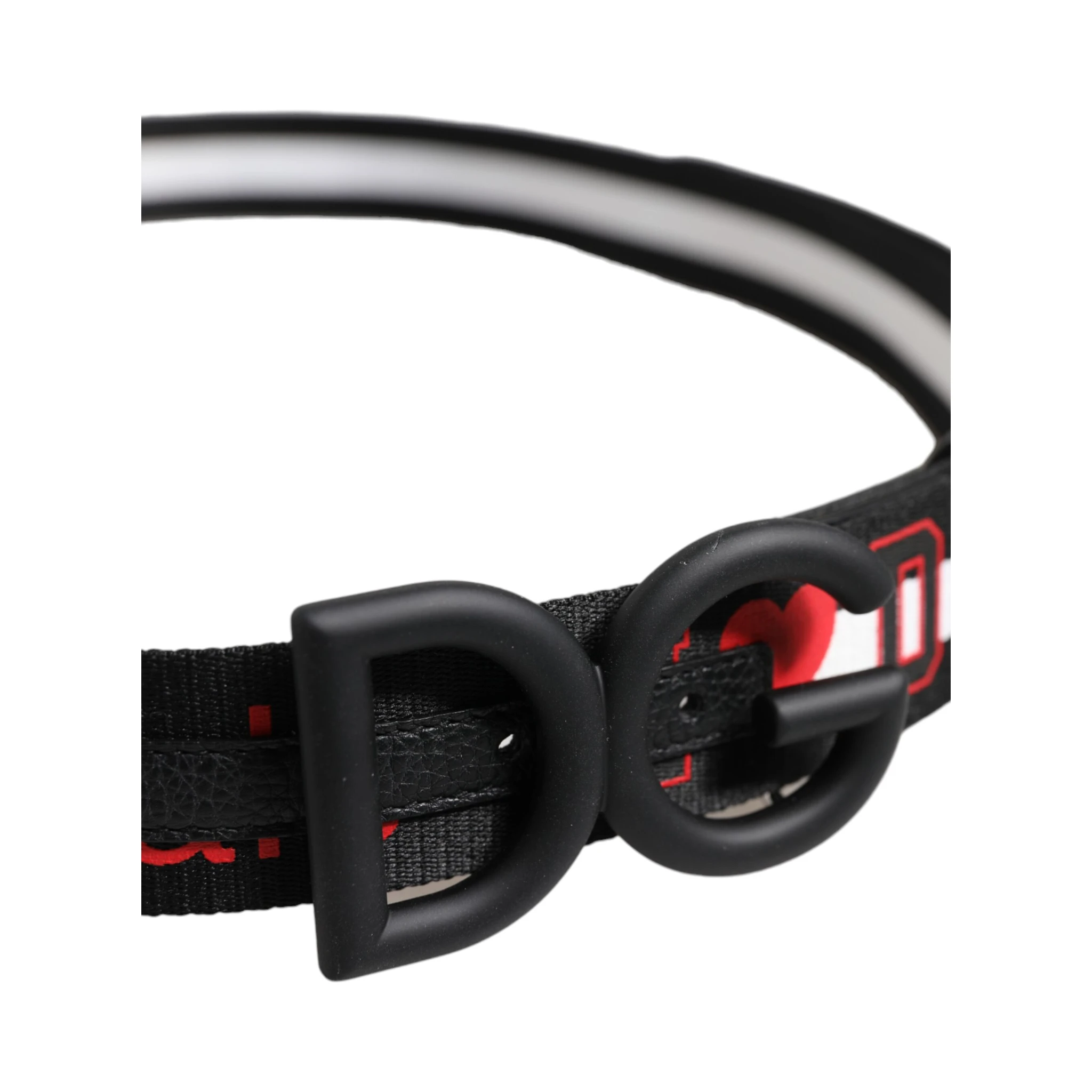 Black Polyester Logo Print DG Buckle Belt