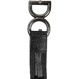 Black Polyester Logo Print DG Buckle Belt