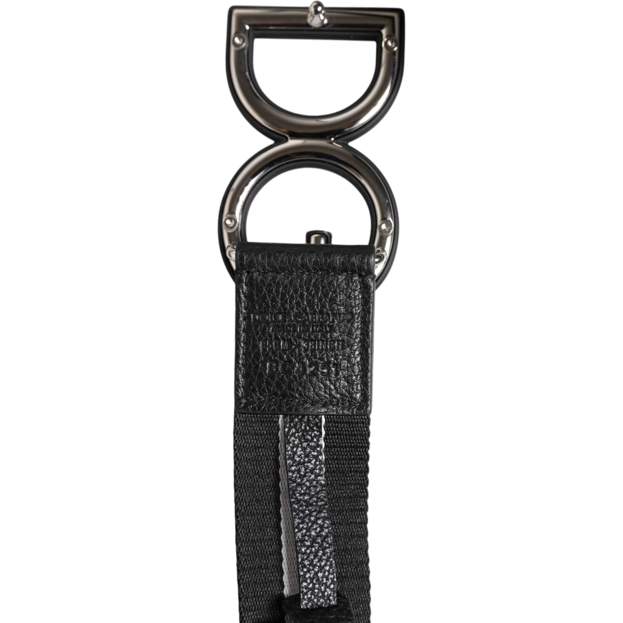Black Polyester Logo Print DG Buckle Belt