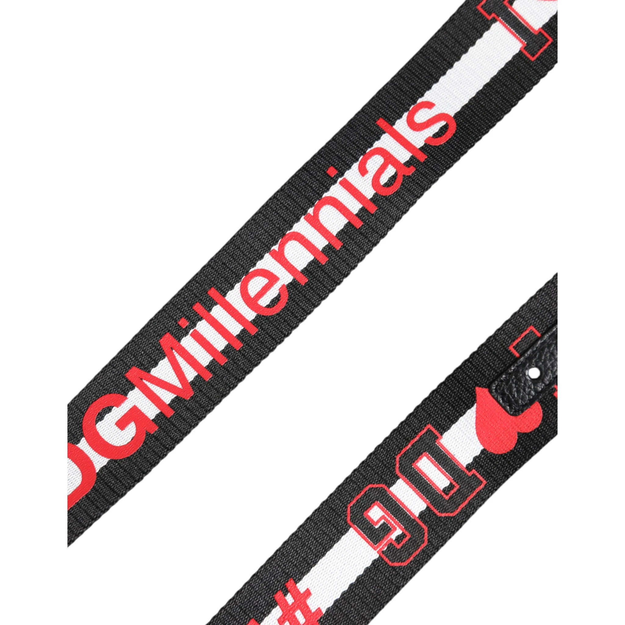 Black Polyester Logo Print DG Buckle Belt