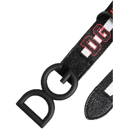 Black Polyester Logo Print DG Buckle Belt