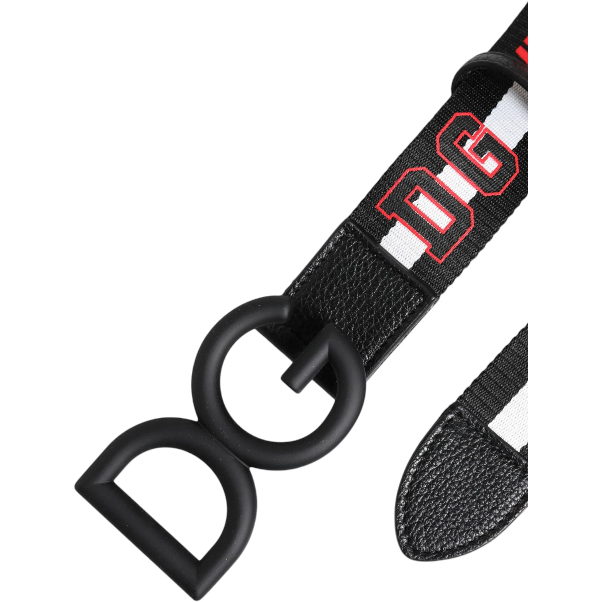 Black Polyester Logo Print DG Buckle Belt