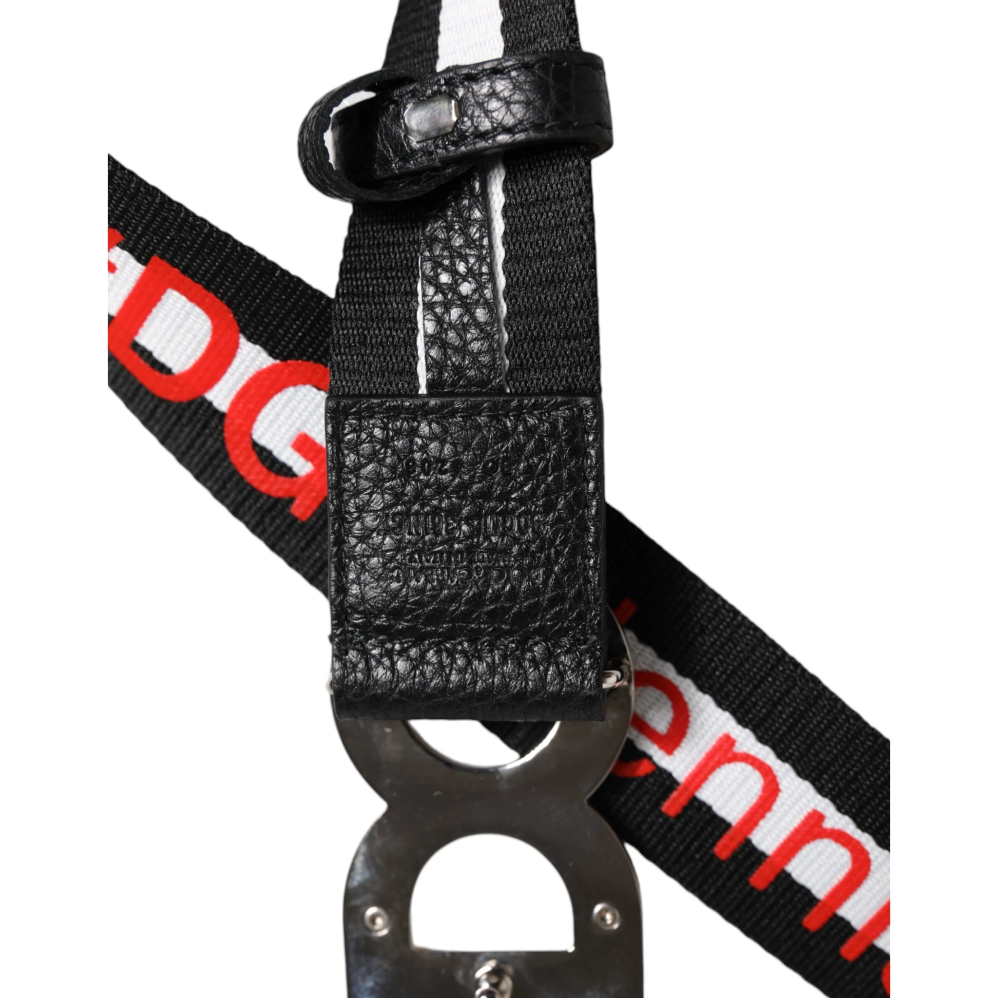 Black Cotton Logo Print DG Buckle Belt