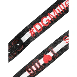 Black Cotton Logo Print DG Buckle Belt