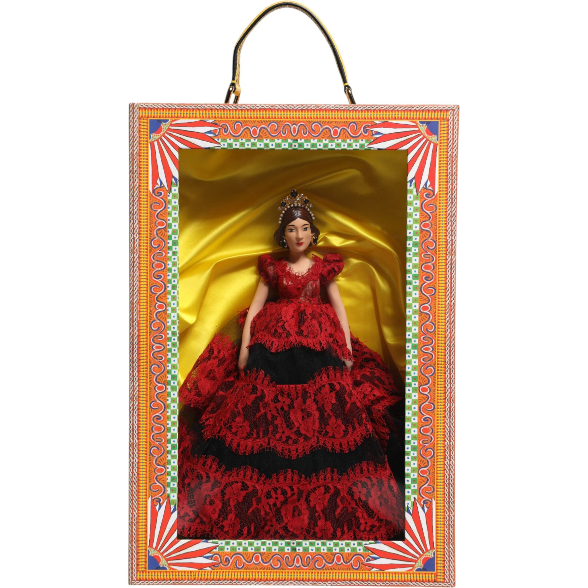 Red Dress Ceramic Porcelain Fashion Box Leather Sicily Dolls