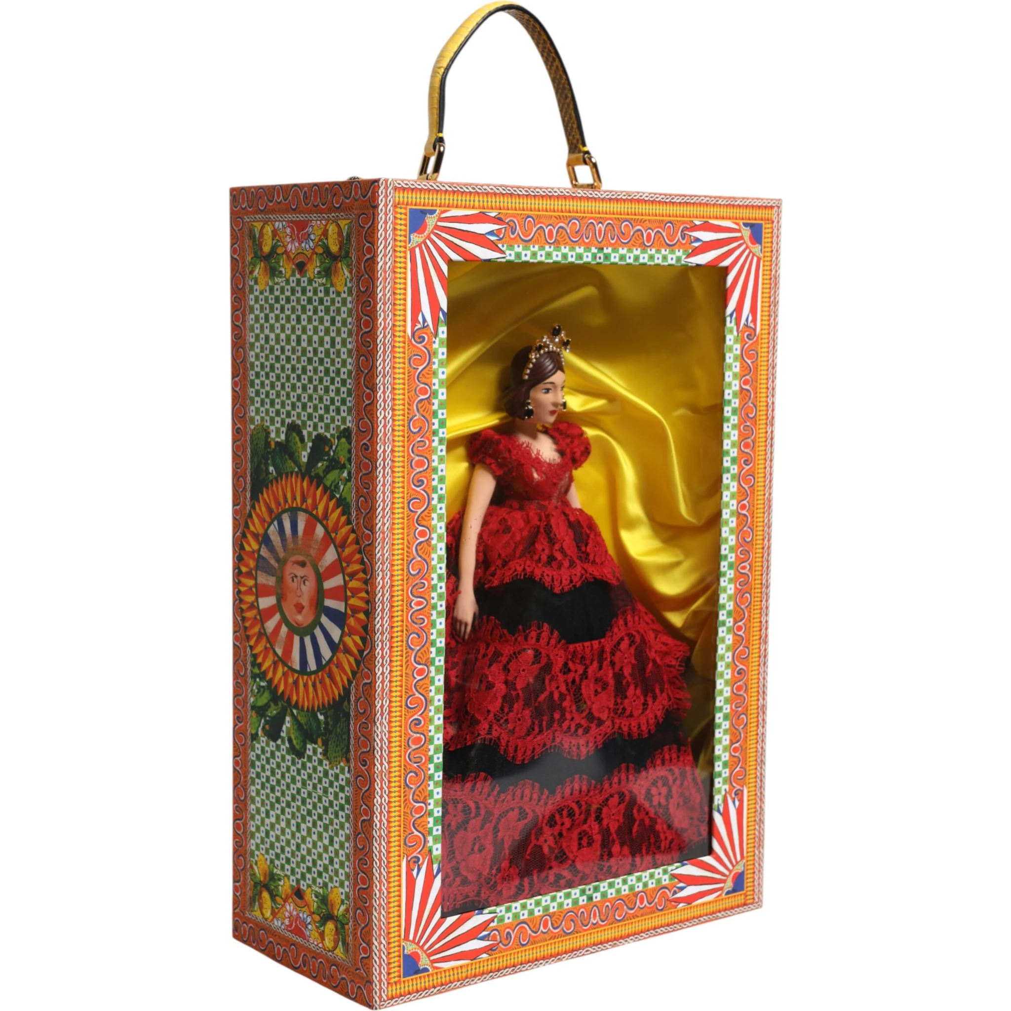 Red Dress Ceramic Porcelain Fashion Box Leather Sicily Dolls