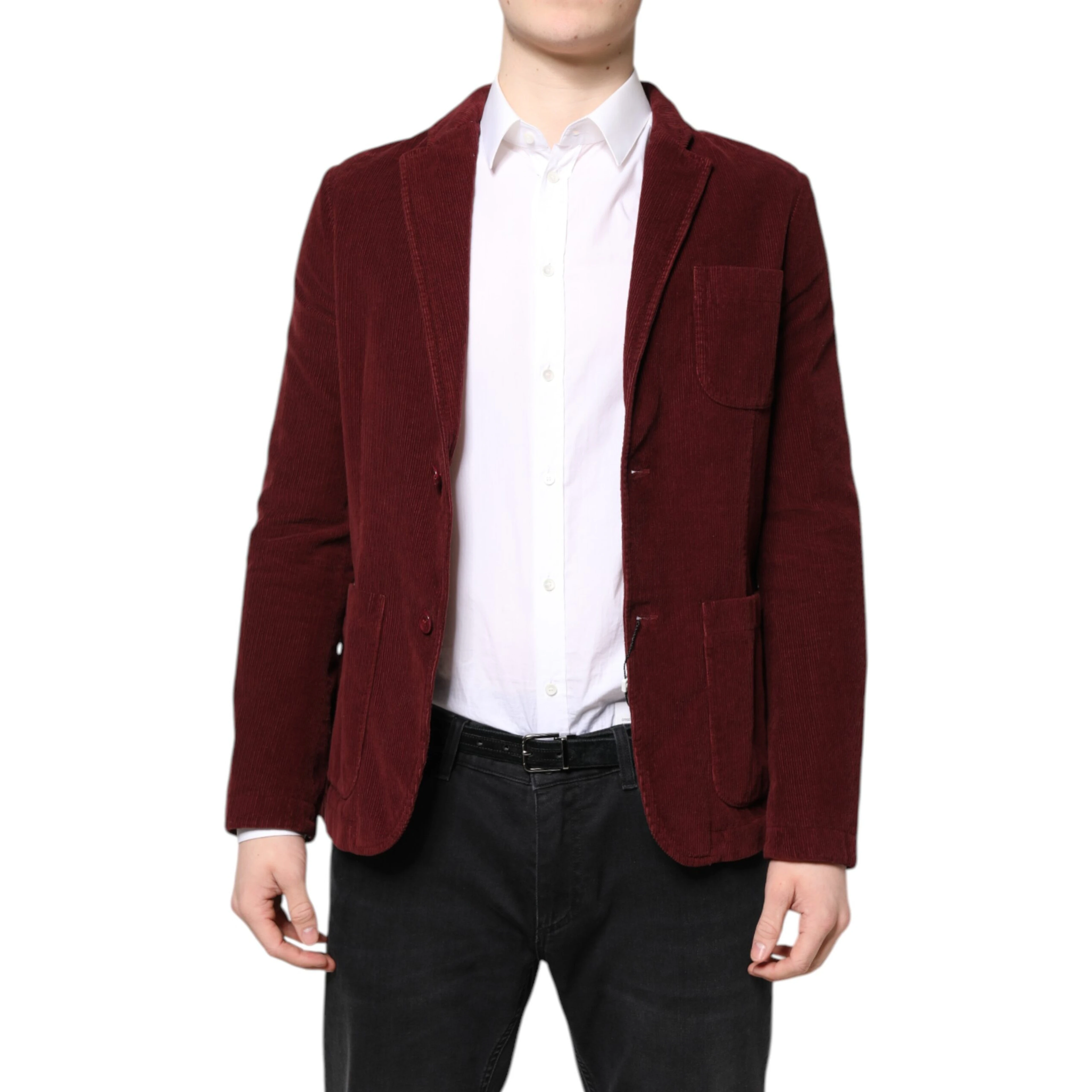 Maroon Corduroy Regular Fit Men Coat Blazer Jacket
