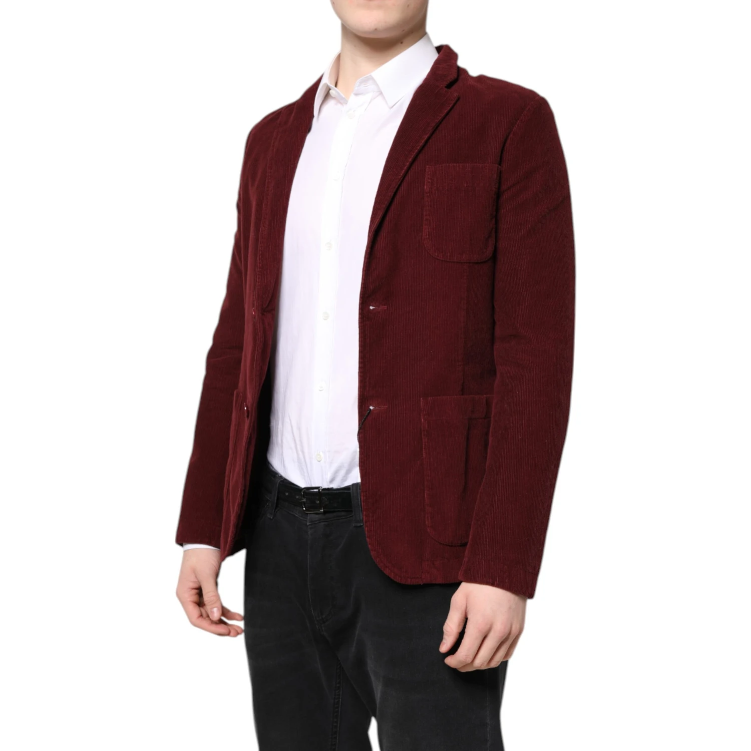 Maroon Corduroy Regular Fit Men Coat Blazer Jacket