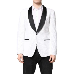 White Nylon Single Breasted Coat Blazer
