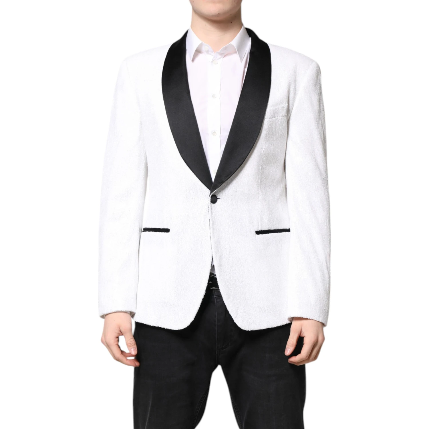 White Nylon Single Breasted Coat Blazer
