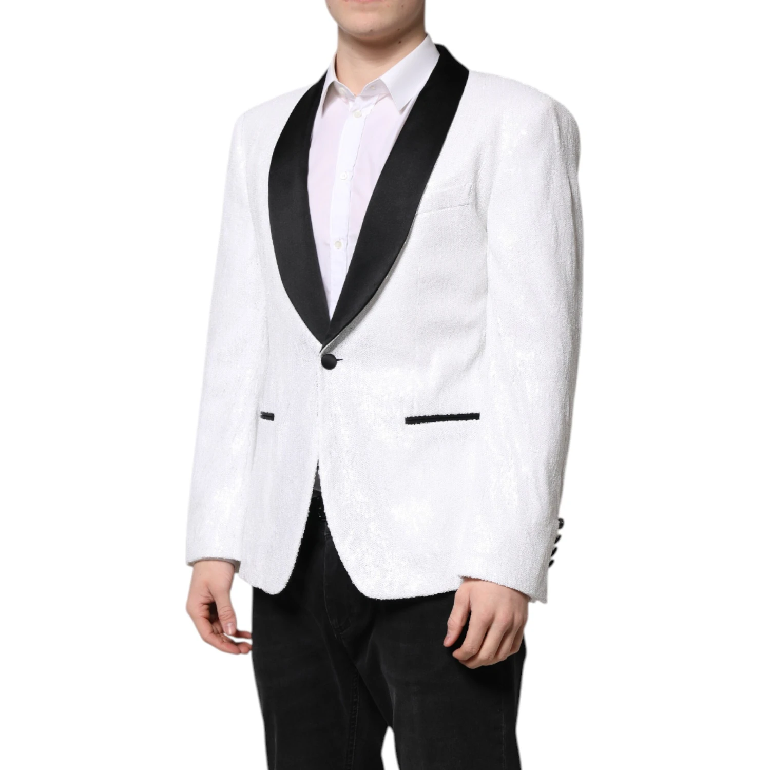 White Nylon Single Breasted Coat Blazer