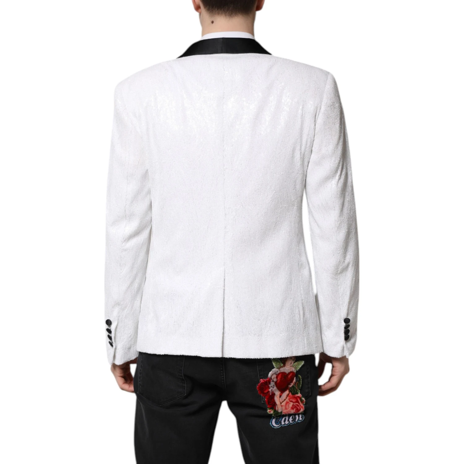 White Nylon Single Breasted Coat Blazer
