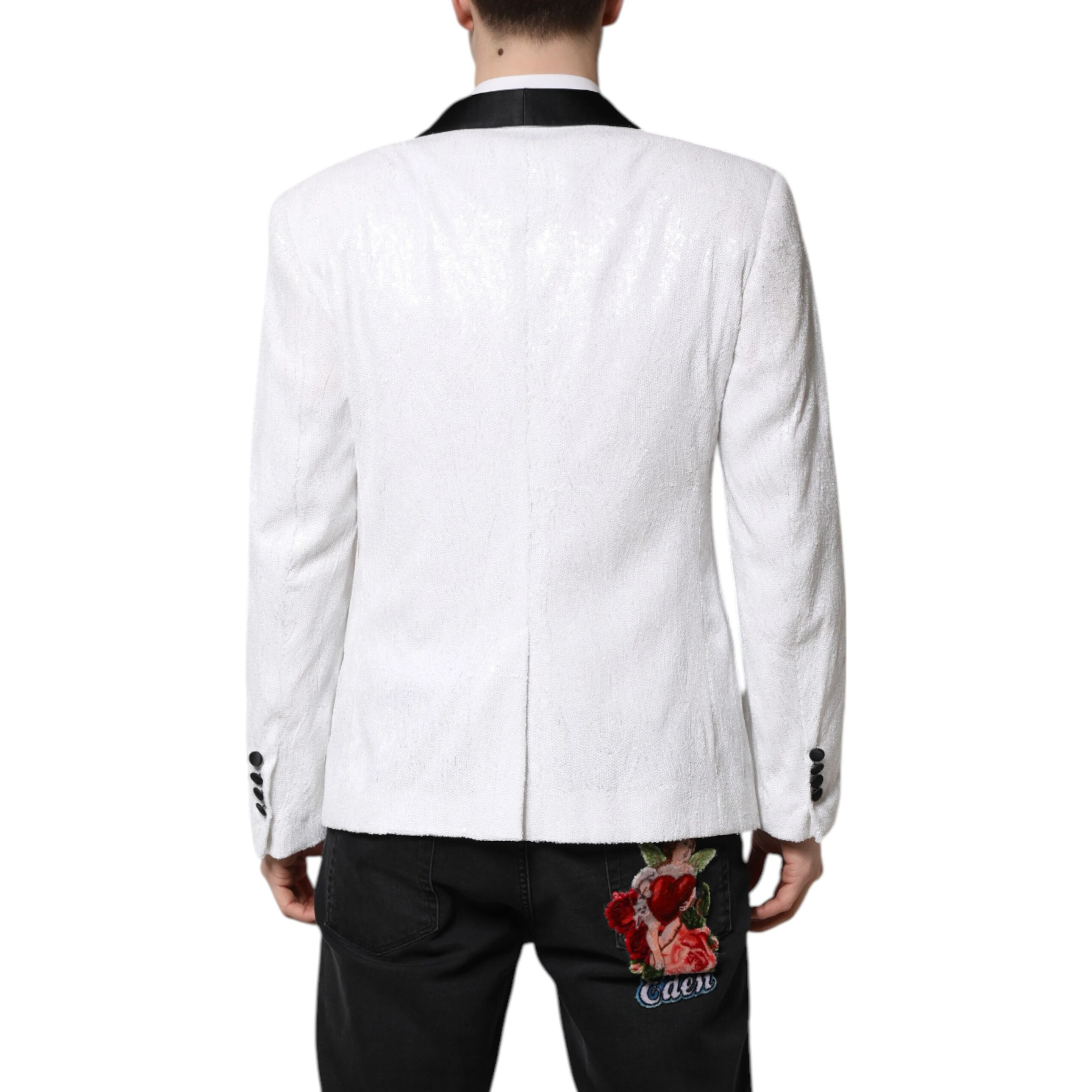 White Nylon Single Breasted Coat Blazer