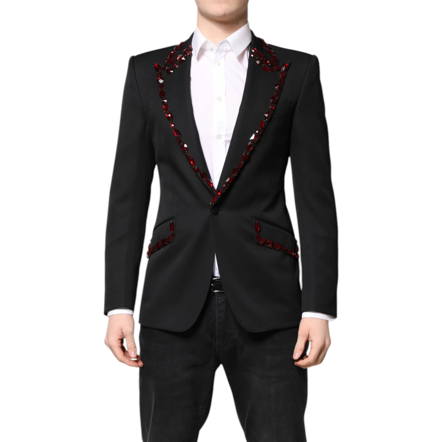 Black SICILIA CrystalEmbellished Coat Blazer