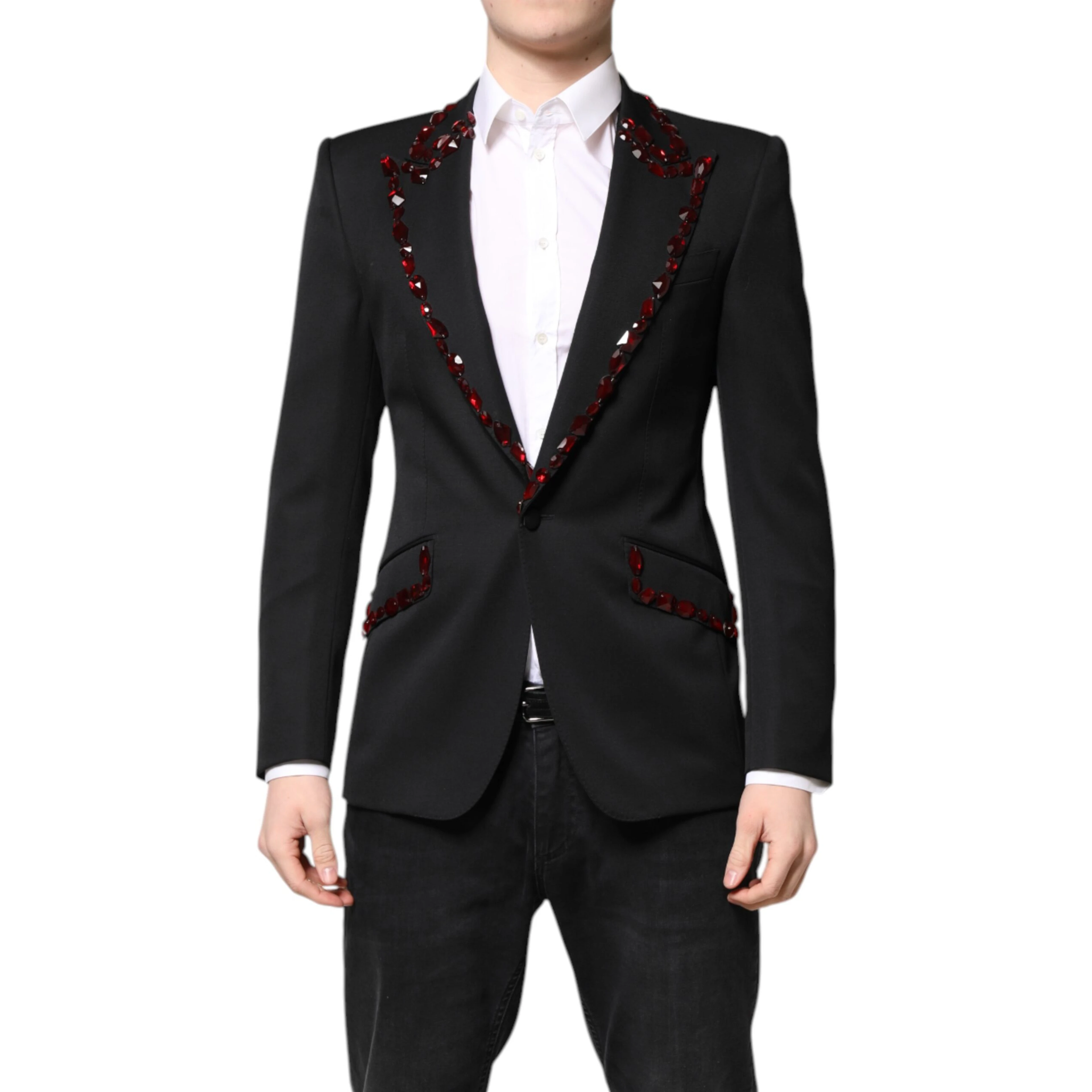Black SICILIA CrystalEmbellished Coat Blazer