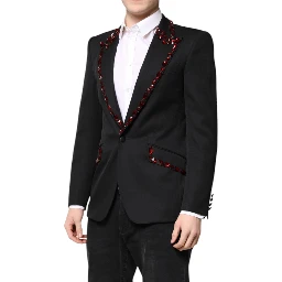 Black SICILIA CrystalEmbellished Coat Blazer