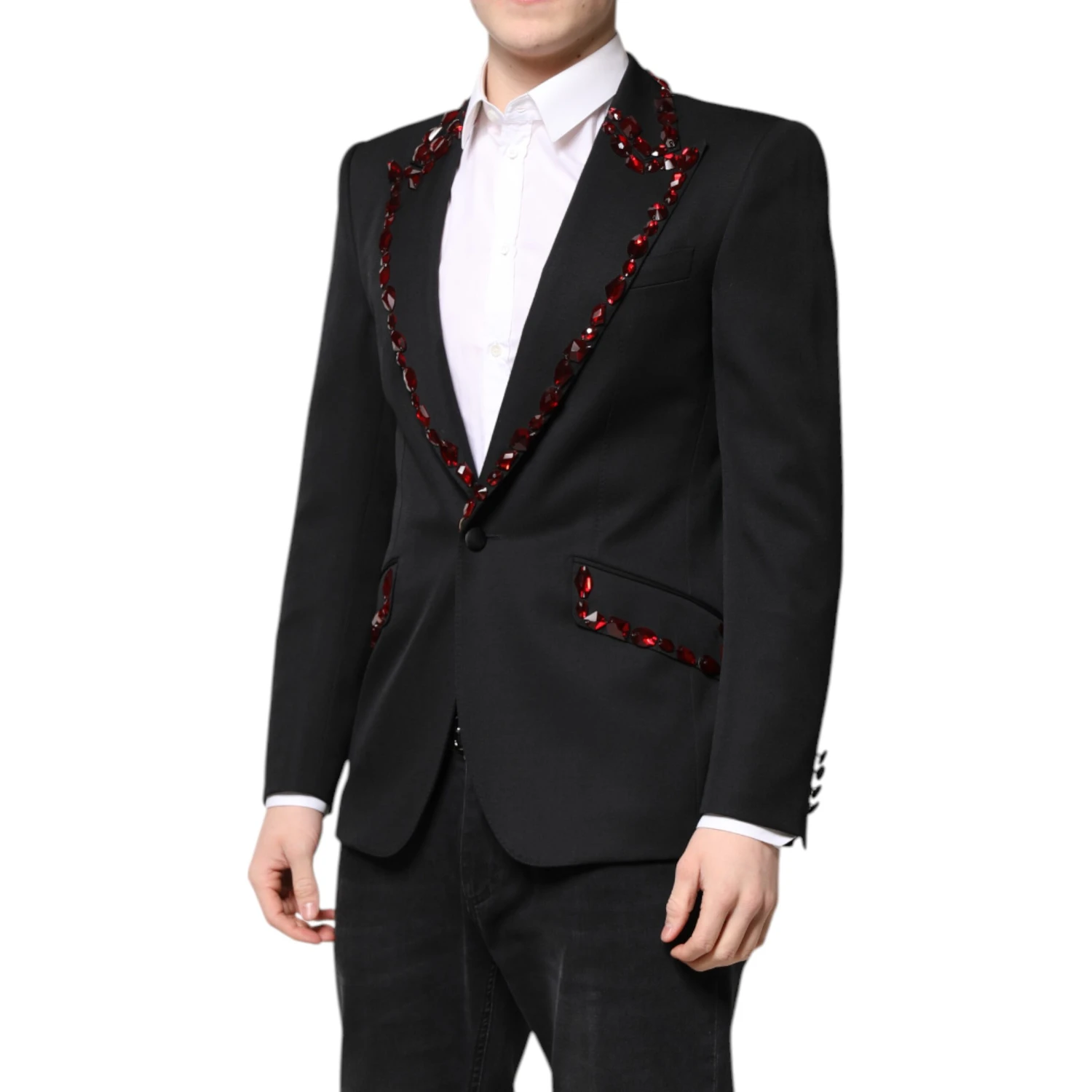 Black SICILIA CrystalEmbellished Coat Blazer
