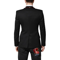 Black SICILIA CrystalEmbellished Coat Blazer