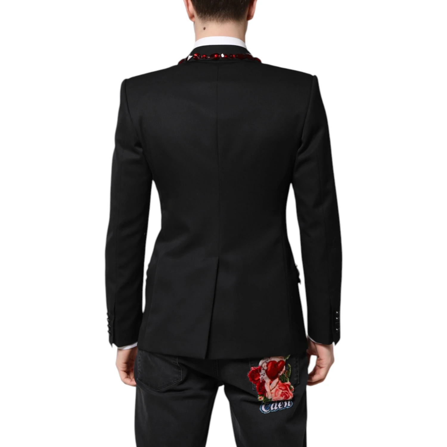Black SICILIA CrystalEmbellished Coat Blazer