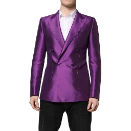 Purple Double Breasted Men Suit Coat Blazer