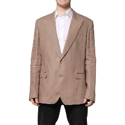 Beige TAORMINA Single Breasted Coat Blazer