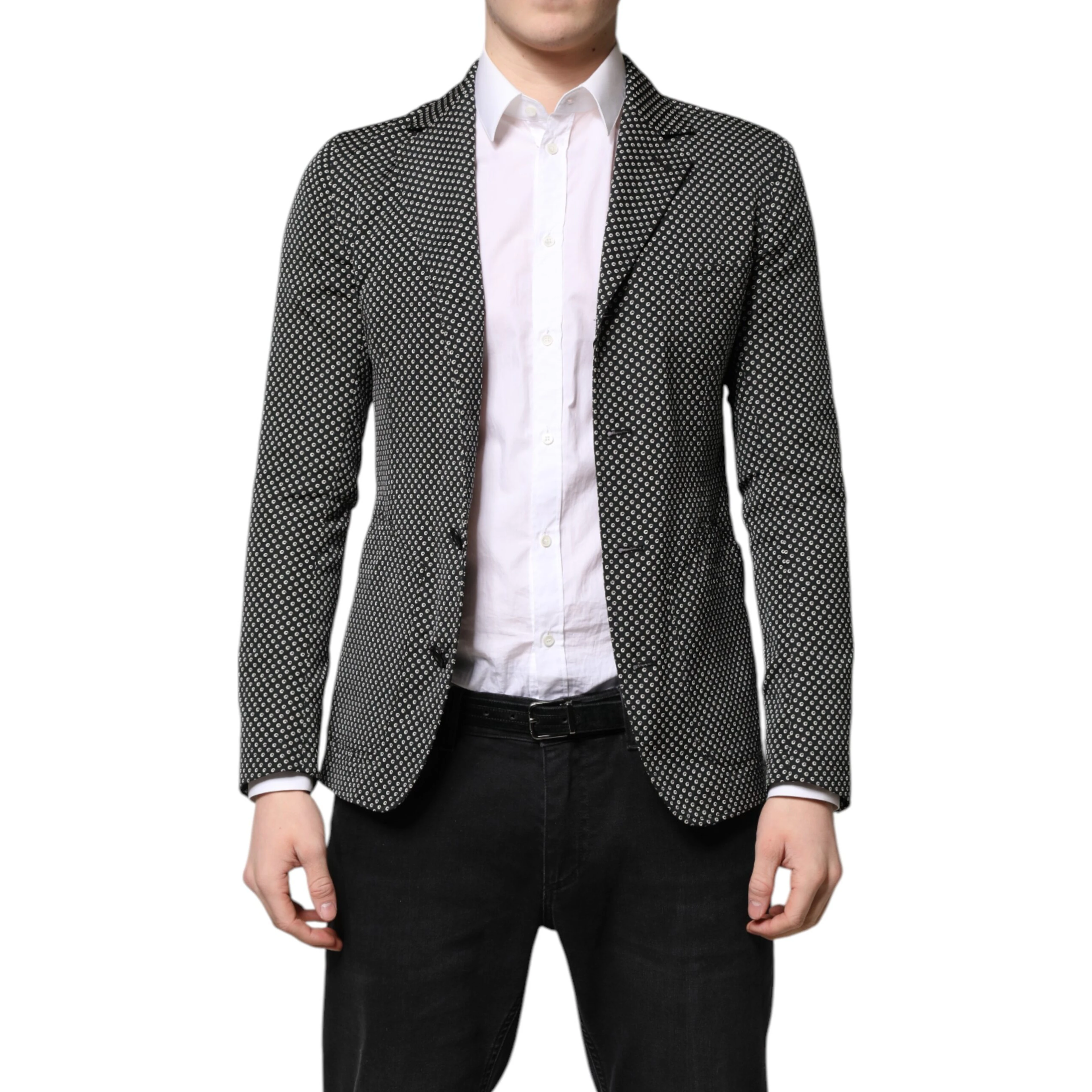 Black White Patterned Men Suit Coat Blazer
