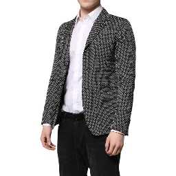 Black White Patterned Men Suit Coat Blazer