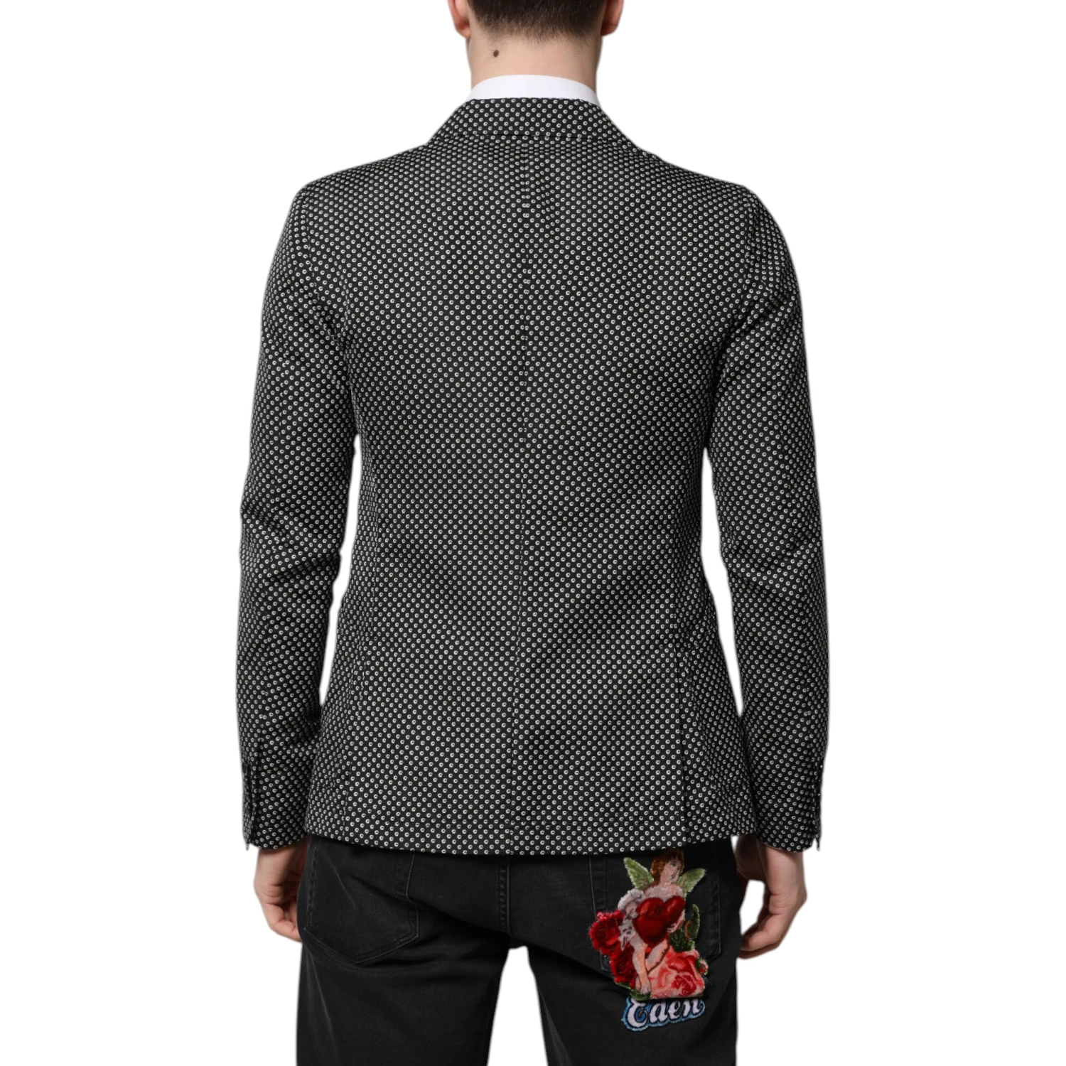 Black White Patterned Men Suit Coat Blazer